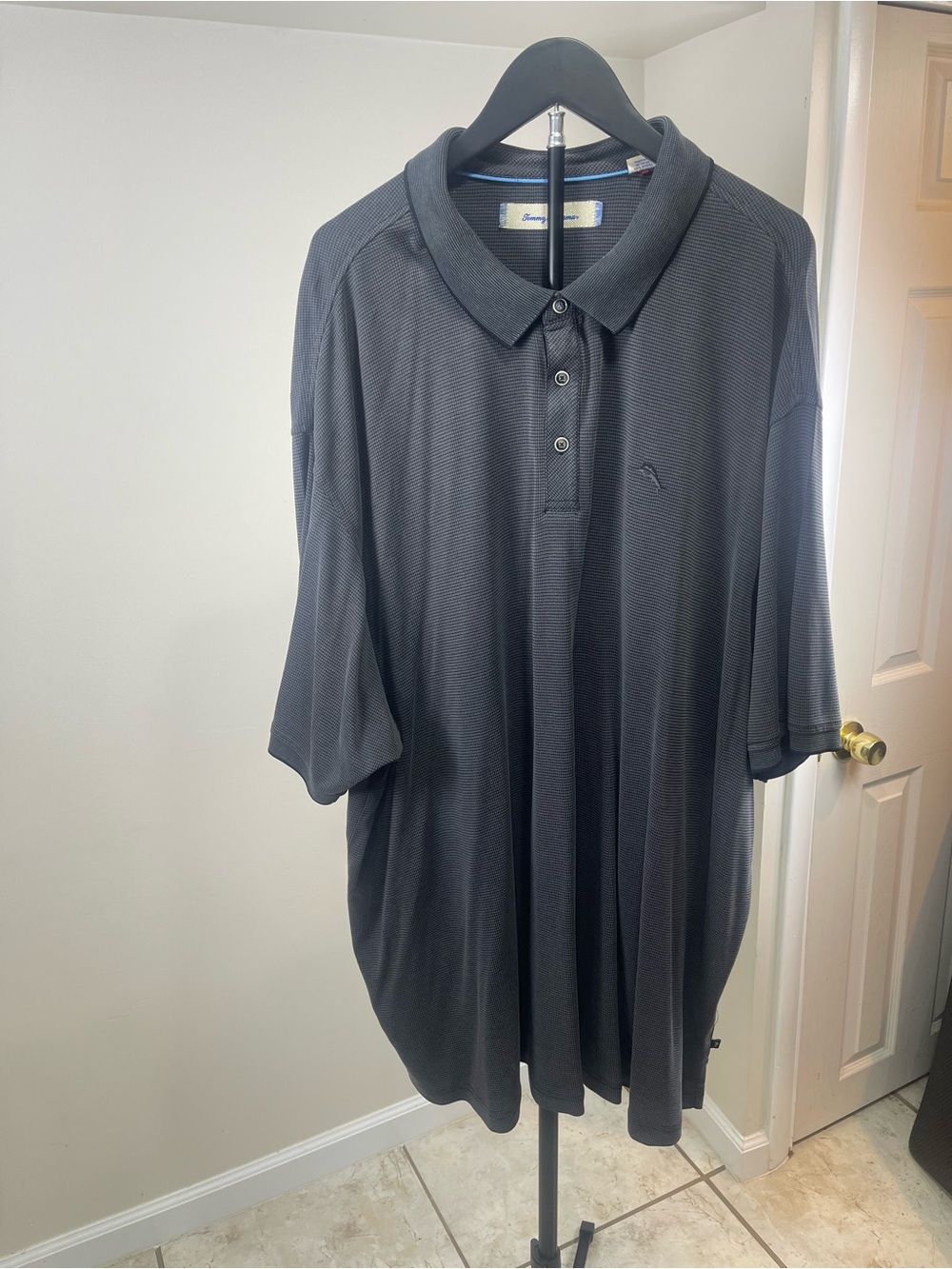 Tommy Bahama Men's Dark Charcoal Black Polo